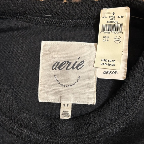 aerie Black Women's Crewneck Sweatshirt size small - Picture 2 of 7